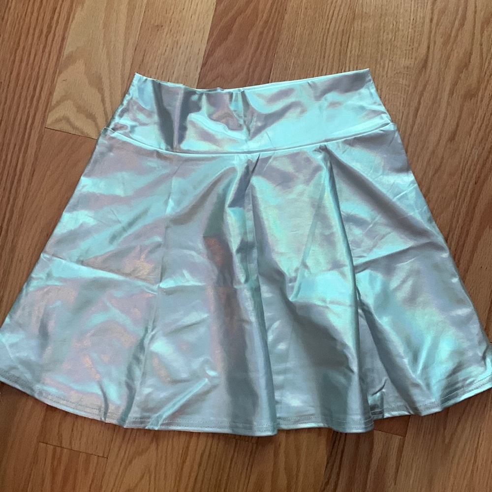cute shiny luminous silver skirt